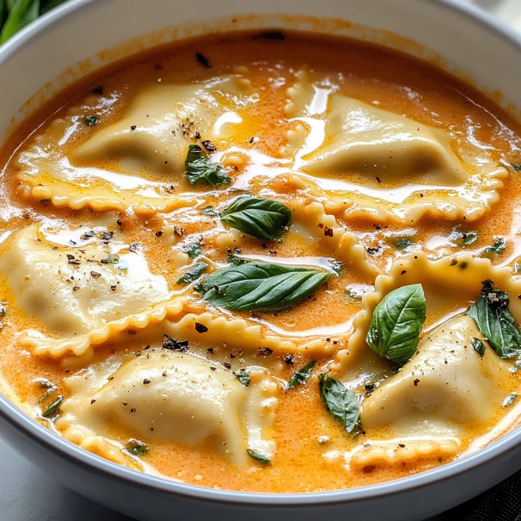 Creamy Tuscan Ravioli Soup