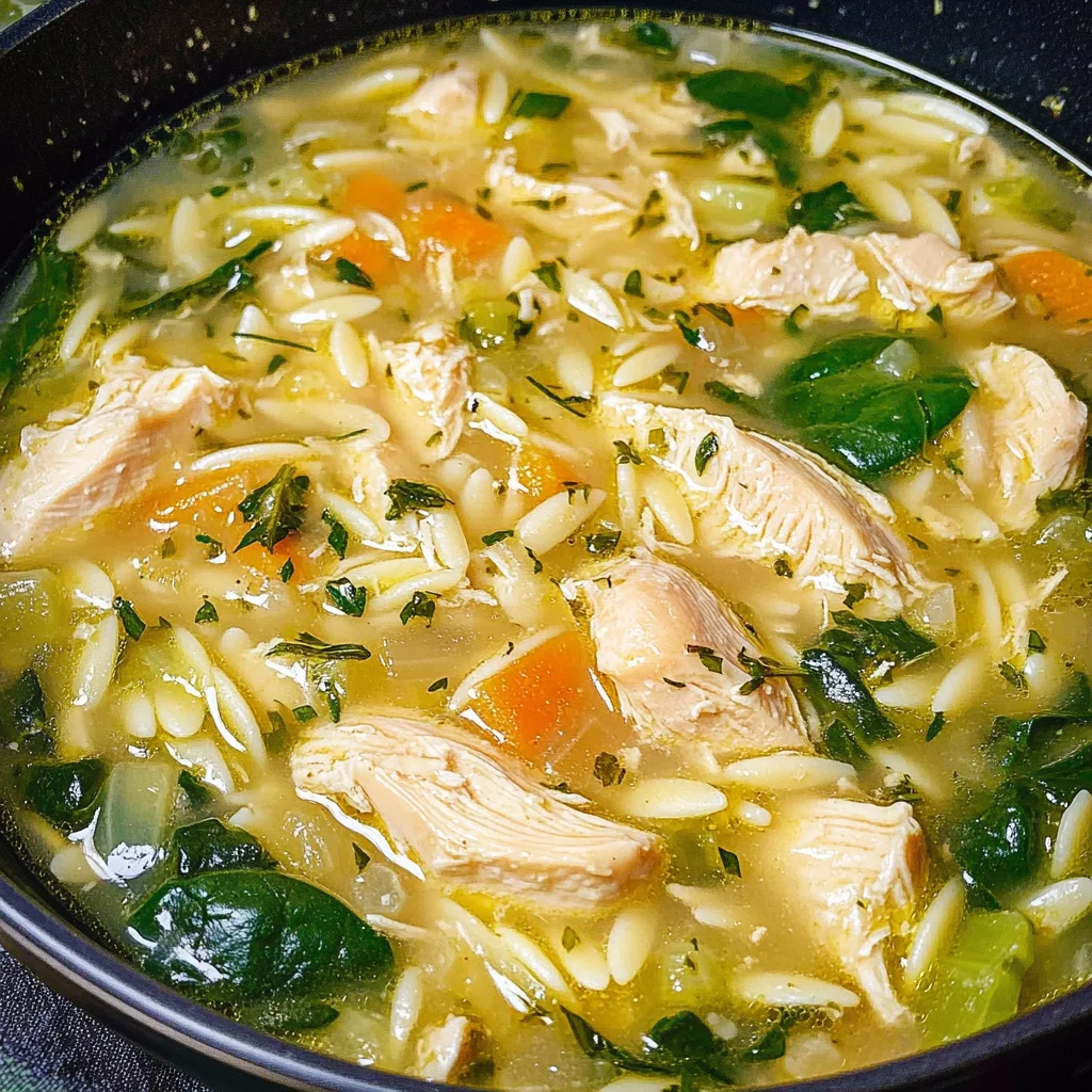 Lemon Chicken Orzo Soup