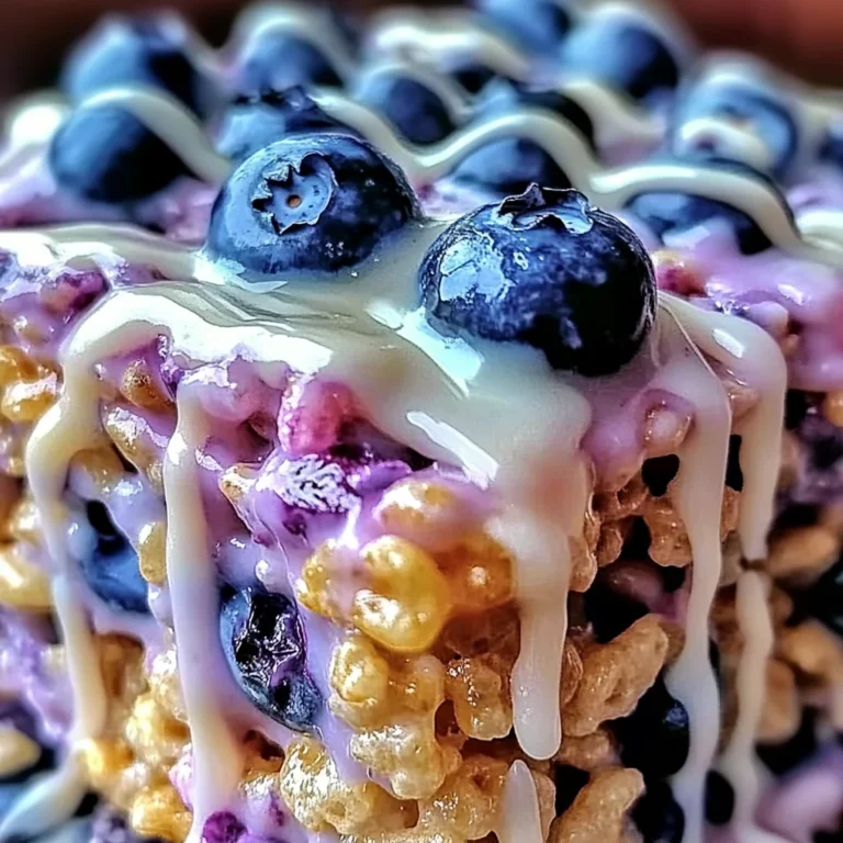 Blueberry Rice Krispies Treats with Vanilla Glaze