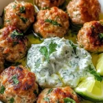 Juicy Greek Chicken Meatballs with Tzatziki