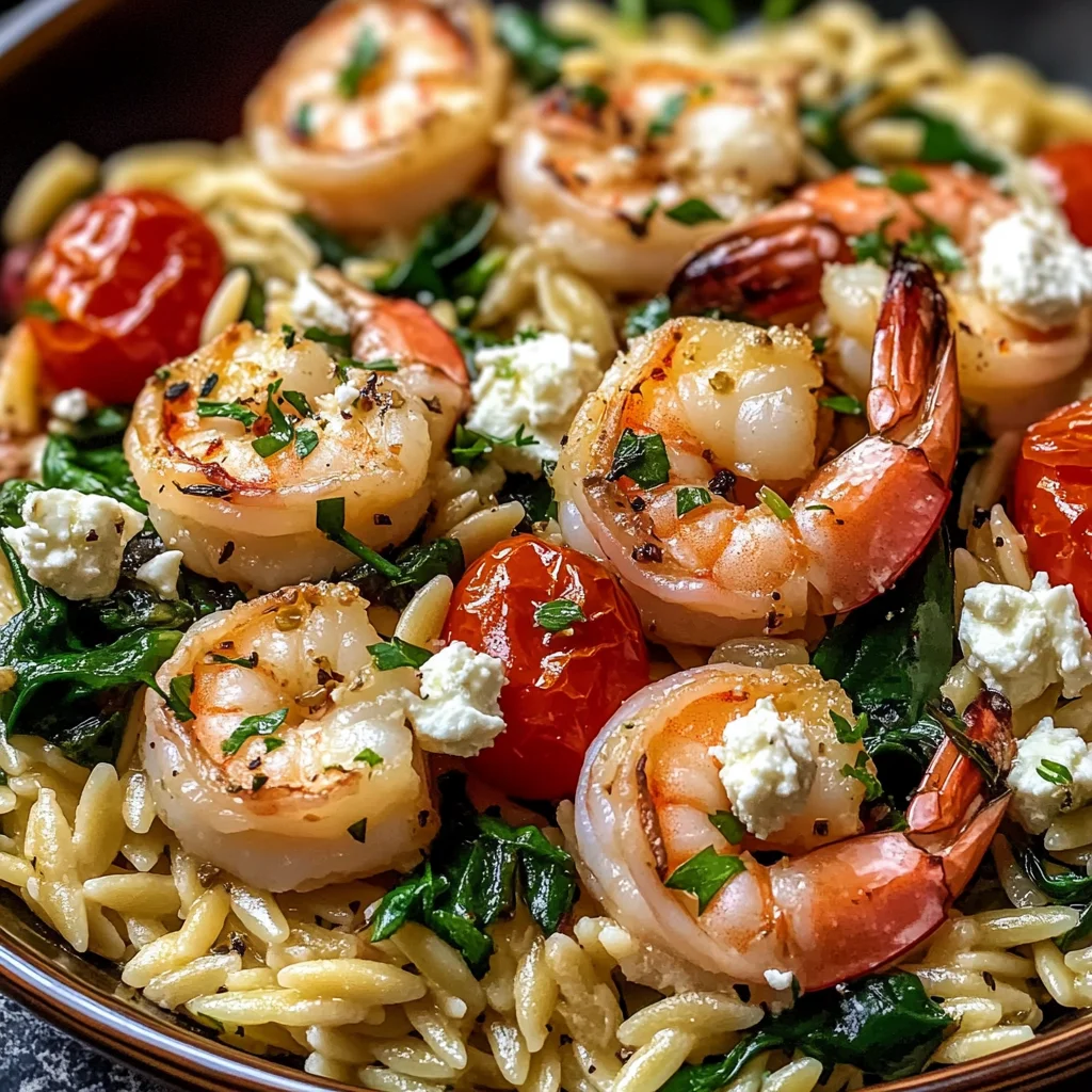 Lemon Feta Orzo Shrimp