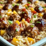 Honey Garlic Meatball & Rice Bake